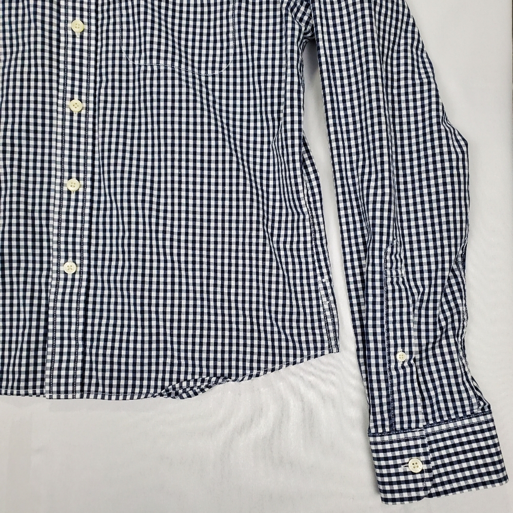 Abercrombie & Fitch Muscle Blue White Gingham Button Up Long Sleeve Shirt Sz XL - Picture 4 of 16